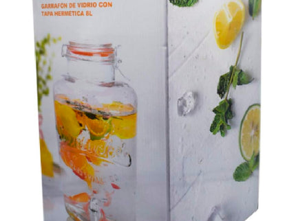 GARRAFON DE VIDRIO CON TAPA 8 LT