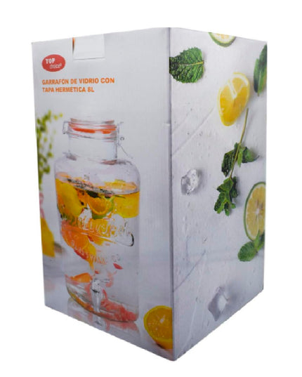 GARRAFON DE VIDRIO CON TAPA 8 LT