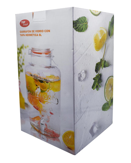 GARRAFON DE VIDRIO CON TAPA 8 LT