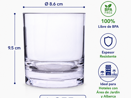 Set de 24 Vasos Old Fashioned de Acrílico Premium Ambient Profesional 355 ml